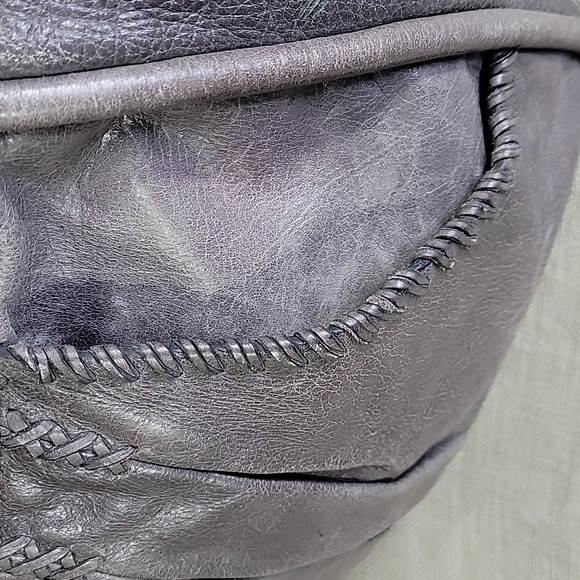 Lockheart Gray Leather Rose Shoulder Bag Hobo Handbag Tore Satchel - Picture 9 of 16